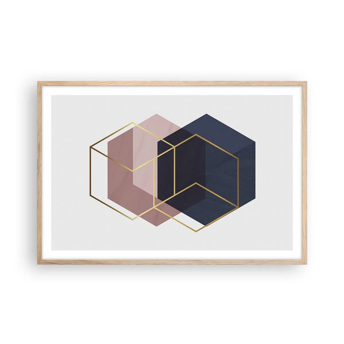 Plakat i ramme af lyst egetræ - Styrken ved enkelhed - 91x61 cm