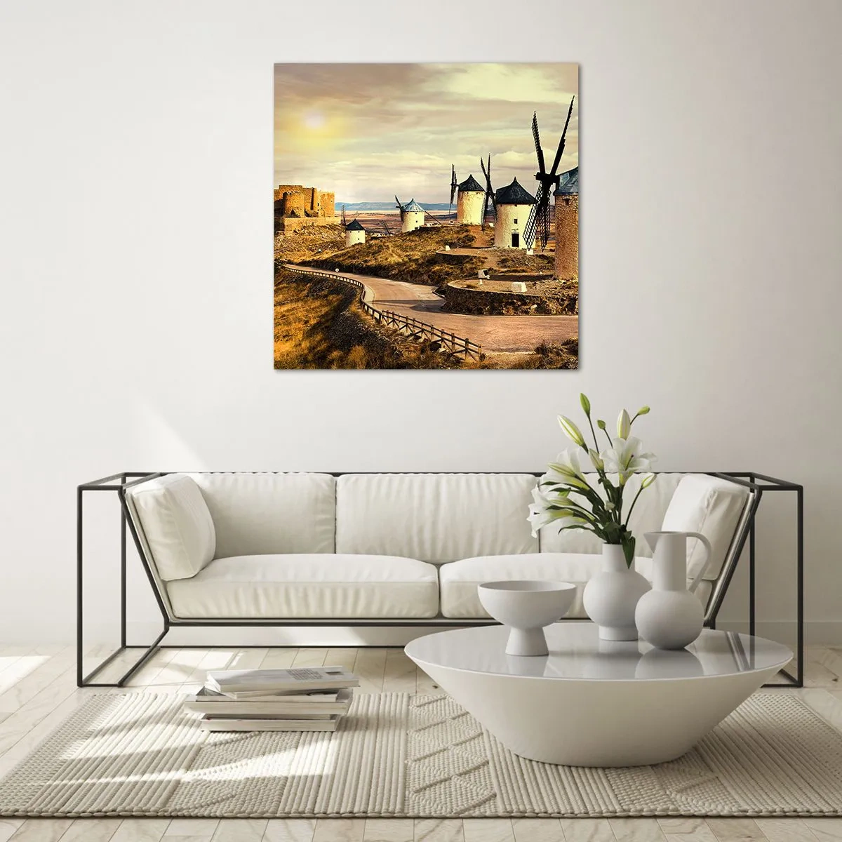 Billede på glas - Don Quixote er ved at dukke op - 70x70 cm