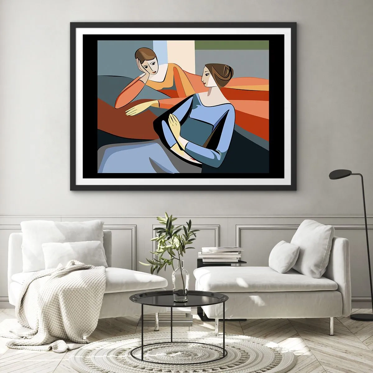 Plakat i sort ramme - Et øjeblik af fortrolighed - 70x50 cm