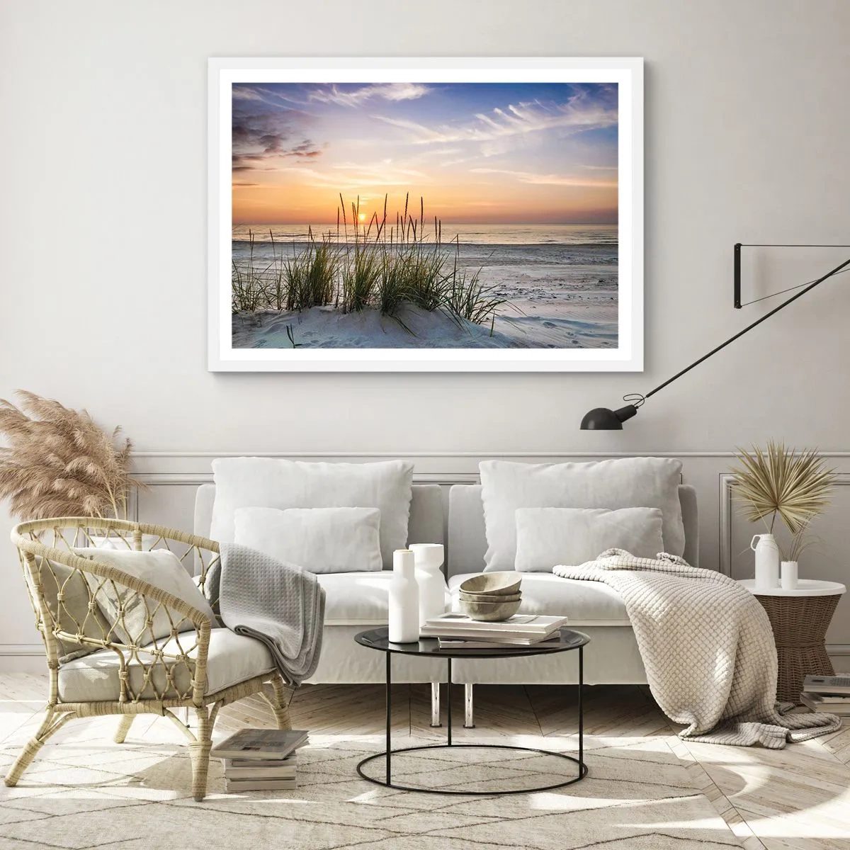 Plakat i hvid ramme - Se, tænk, føl - 40x30 cm