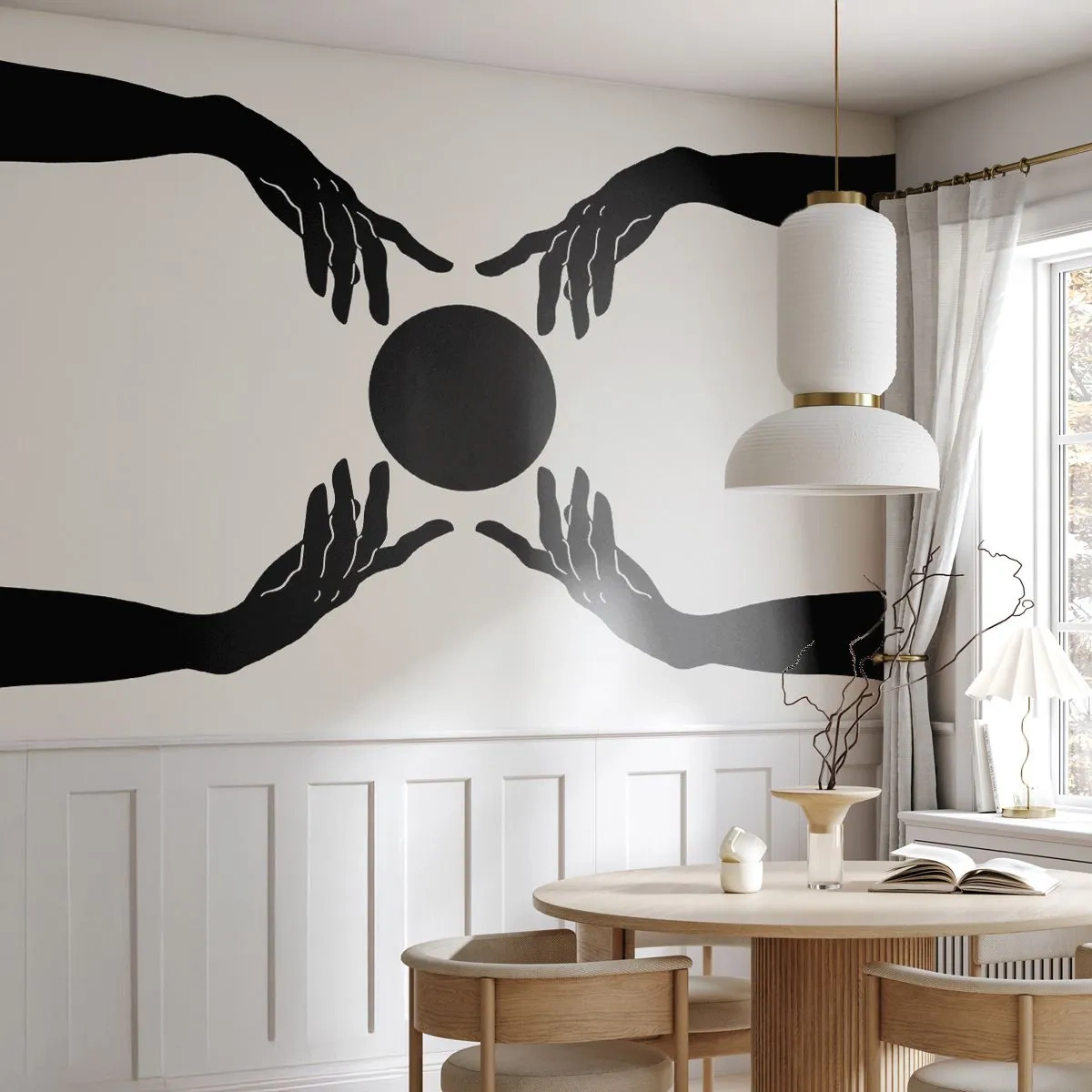 Fototapet Selvklæbende Deluxe Sticker - Et hemmeligt tegn - Hænder, Bold, Hænder - 350x256 cm