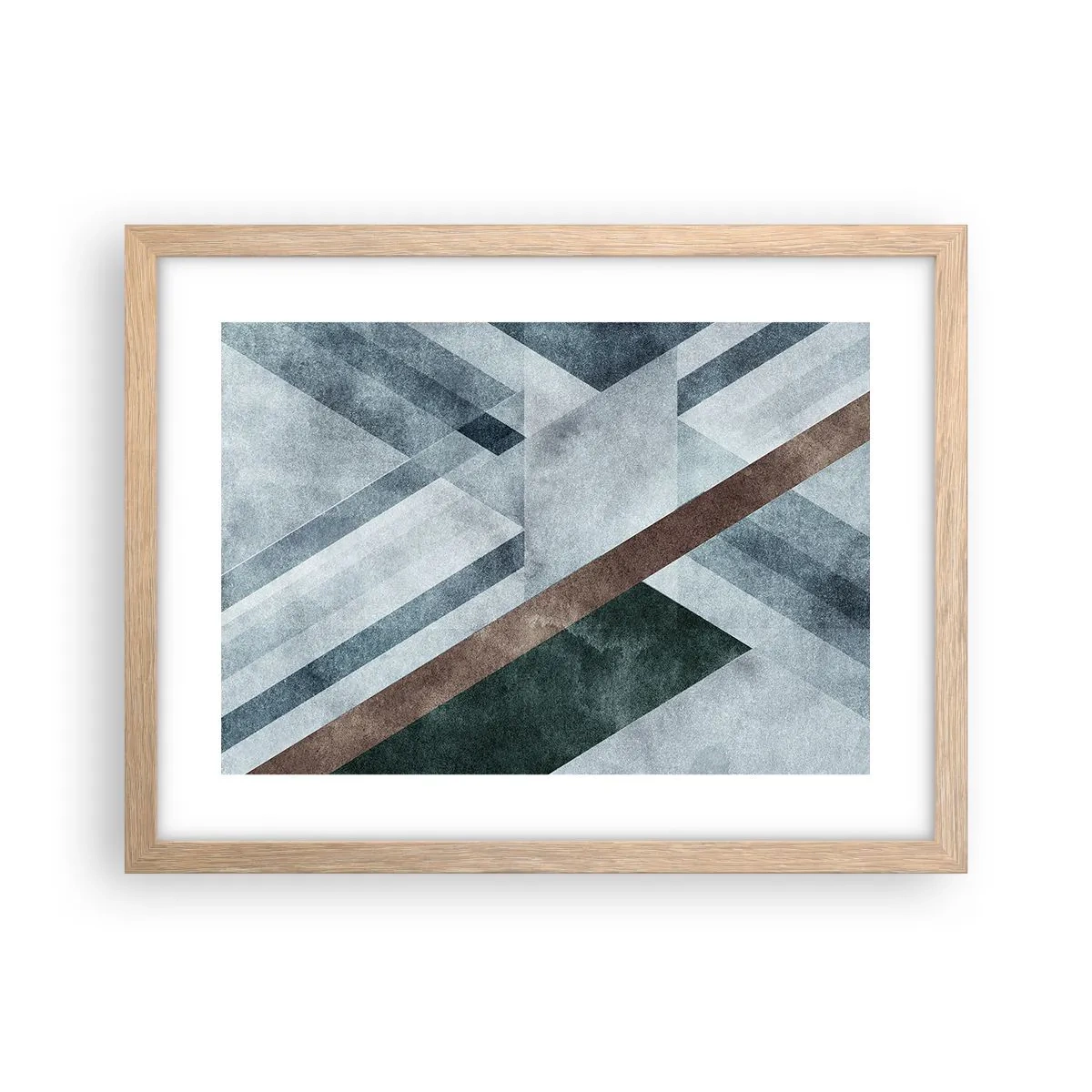 Plakat i ramme af lyst egetræ - Sofistikeret elegance i geometri - 40x30 cm