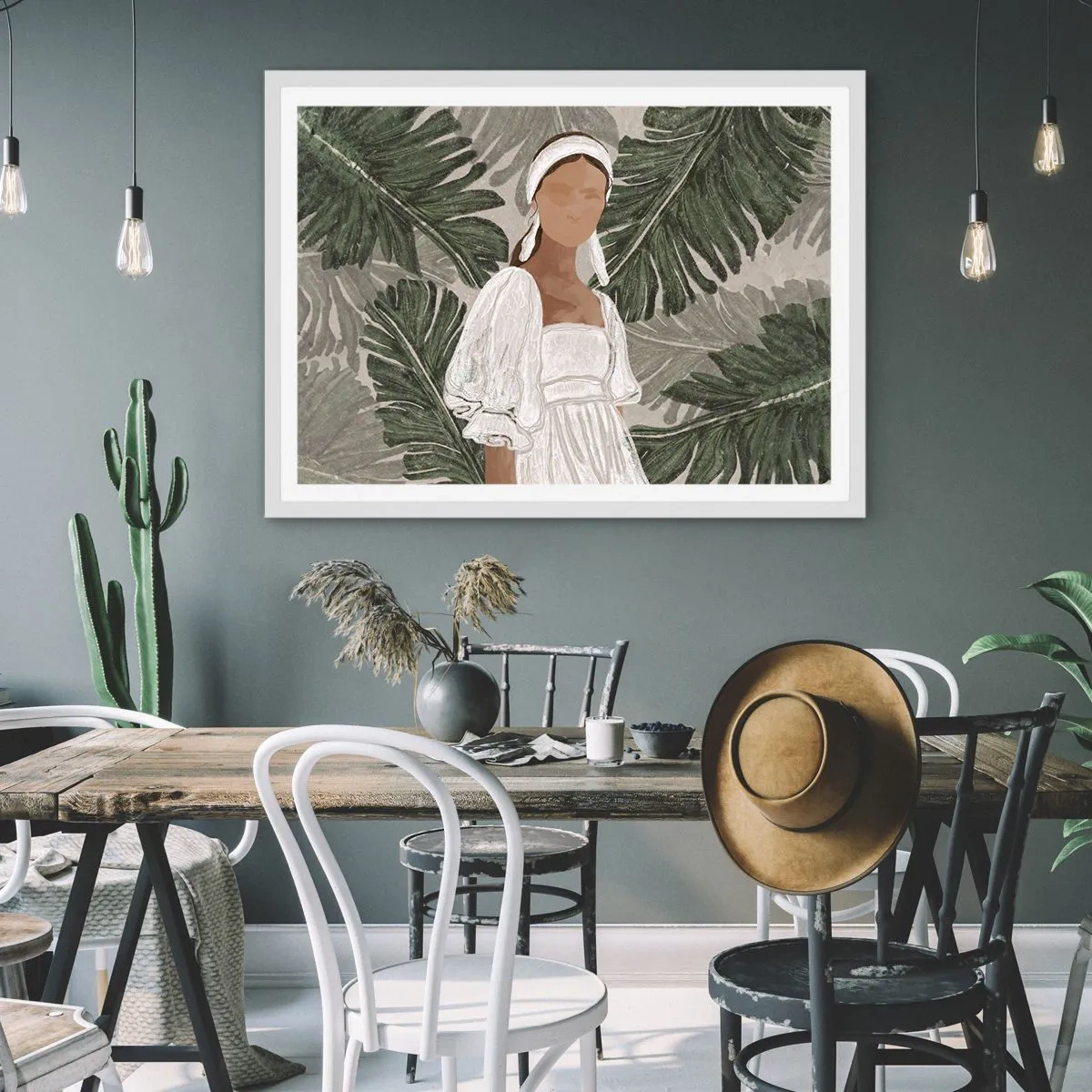 Plakat i hvid ramme - Eksotisk portræt - 50x40 cm