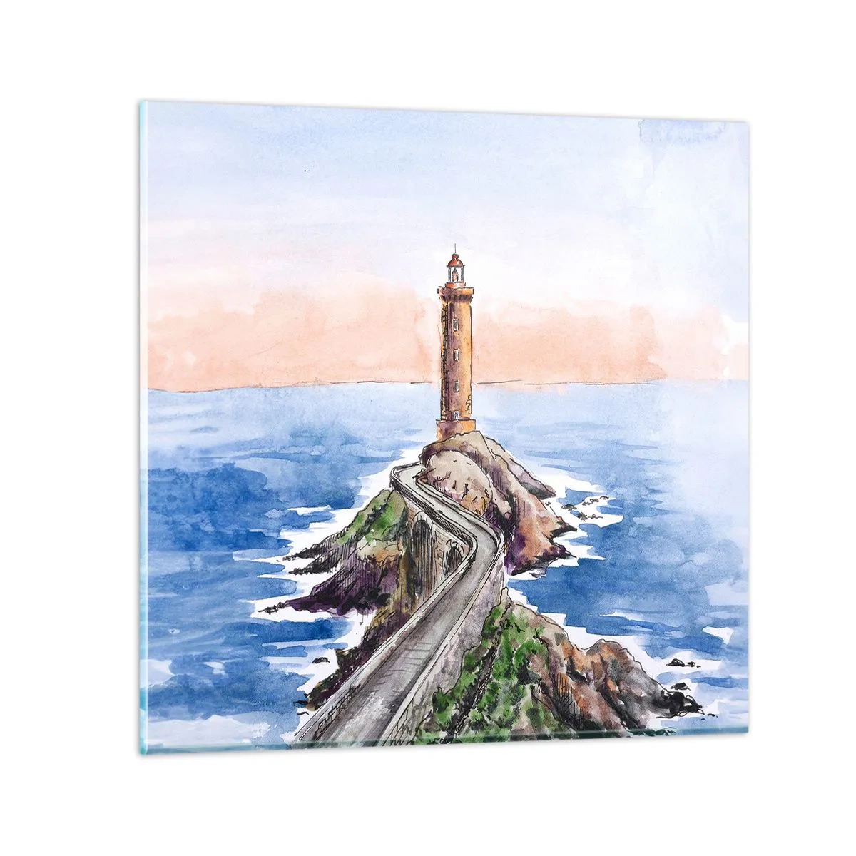 Billede på glas - Med front mod havet - 40x40 cm