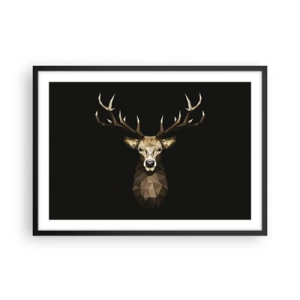 Plakat i sort ramme - Kubistisk hjort - 70x50 cm