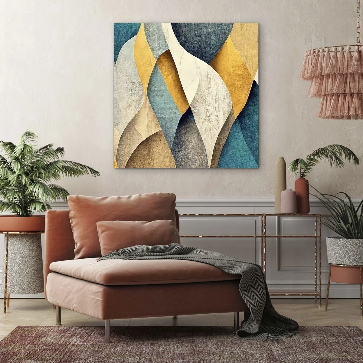 Lærredstryk - Billede på lærred - Rytme og bølger - 40x40 cm