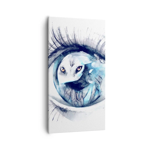Lærredstryk - Billede på lærred - Øje mod øje med vildskab - 55x100 cm