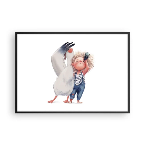 Plakat i sort ramme - En plan for en fantastisk rejse - 100x70 cm