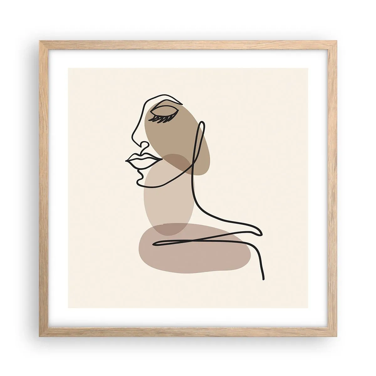 Plakat i ramme af lyst egetræ - Lytter til sig selv - 50x50 cm