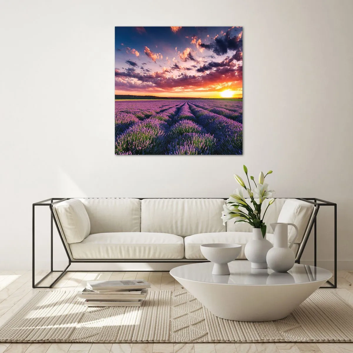 Billede på glas - Lavendelverden - 70x70 cm