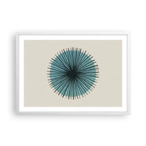 Plakat i hvid ramme - Strålende på blå - 70x50 cm