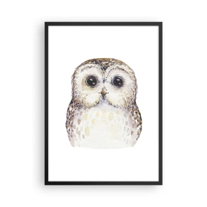 Plakat i sort ramme - Et charmerende akvarelportræt af en ugle - 50x70cm - Se mig i øjnene - Moderne vægdekoration til stue og soveværelse ARTTOR