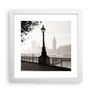 Plakat i hvid ramme - London morgen - 30x30 cm