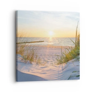 Lærredstryk - Billede på lærred - Havet brummer, fuglene synger, en vild strand midt i græsset.... - 30x30 cm