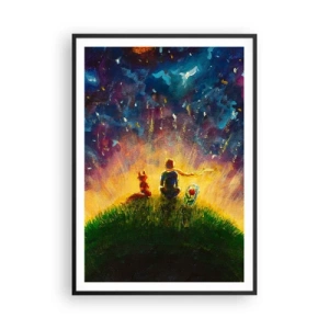 Plakat i sort ramme - Kærlighed og venskab - hele verden - 70x100 cm
