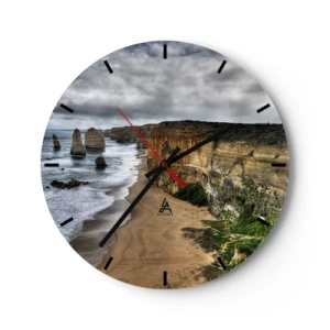 Vægur, Uret - Kyst med klipper og strand - 30x30cm - Rå skønhed - Moderne vægdekoration til stue, køkken og soveværelse ARTTOR