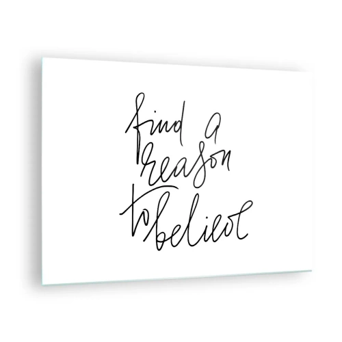 Billede på glas - Minimalistisk typografi med et inspirerende citat - 70x50cm - Det er muligt - Moderne vægdekoration til stue og soveværelse ARTTOR