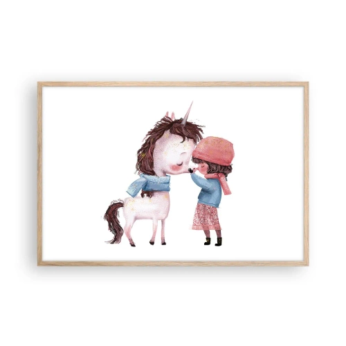 Plakat i ramme af lyst egetræ - En vinterhistorie - 91x61 cm