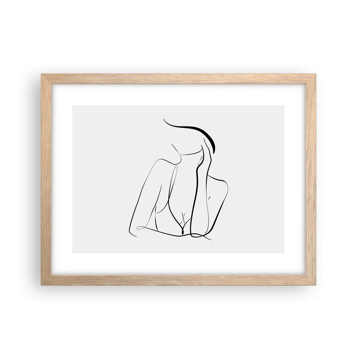 Plakat i ramme af lyst egetræ - På bølgen af en drøm - 40x30 cm