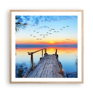 Plakat i ramme af lyst egetræ - Tid til at tage tilbage... - 60x60 cm