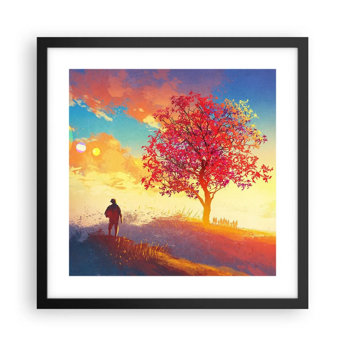 Plakat i sort ramme - Pilgrim på bestemmelsesstedet - 40x40 cm