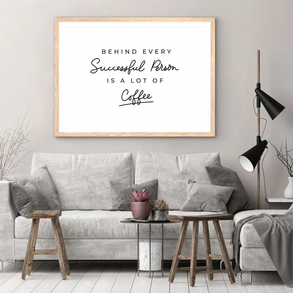 Plakat i ramme af lyst egetræ - Hemmeligheden bag succes - 50x40 cm