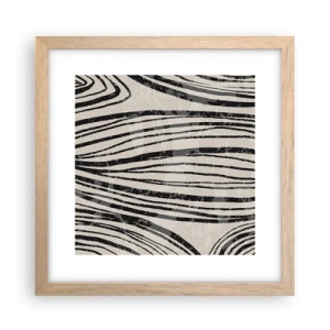Plakat i ramme af lyst egetræ - Et spild af linjer - 30x30 cm
