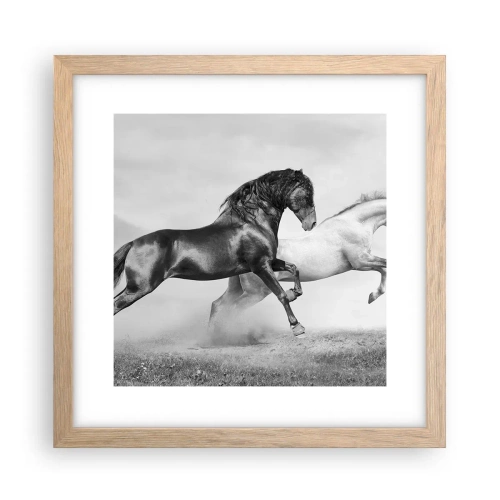 Plakat i ramme af lyst egetræ - Engle og dæmoner - 30x30 cm