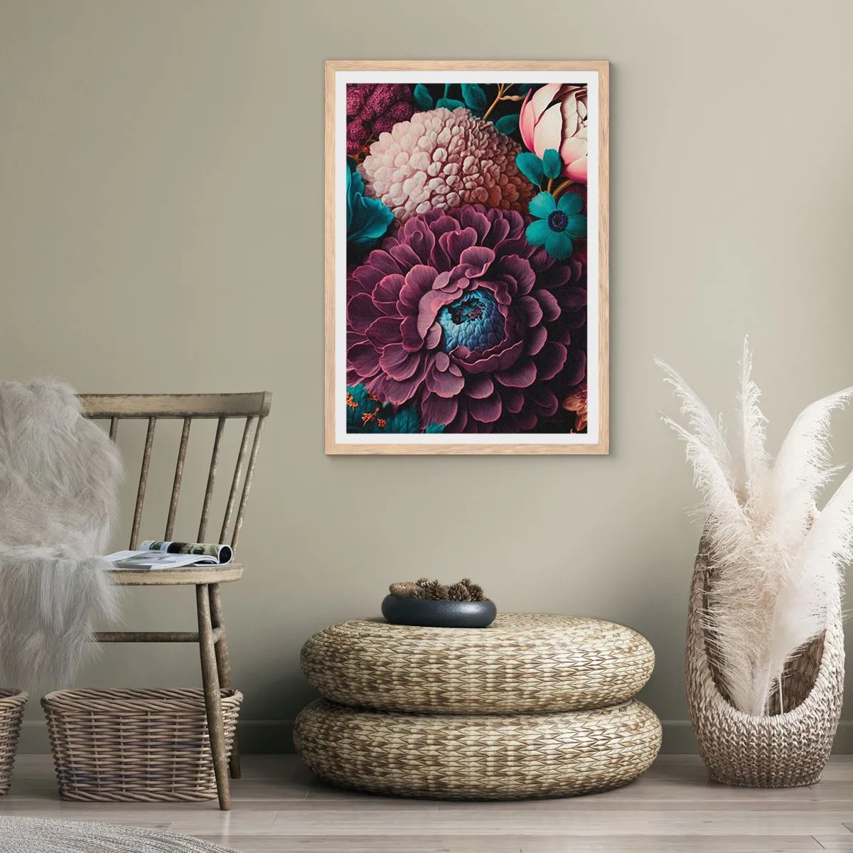 Plakat i ramme af lyst egetræ - Natur i overflod - 40x50 cm