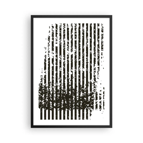 Plakat i sort ramme - Abstrakt mønster med linjer og tekstur - 50x70cm - Rytme og støj - Moderne vægdekoration til stue og soveværelse ARTTOR