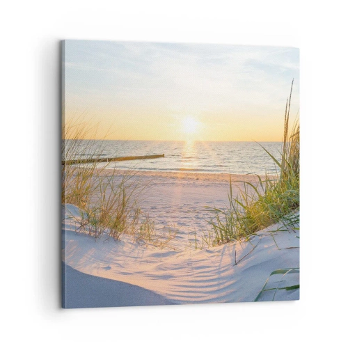 Lærredstryk - Billede på lærred - Havet brummer, fuglene synger, en vild strand midt i græsset.... - 60x60 cm