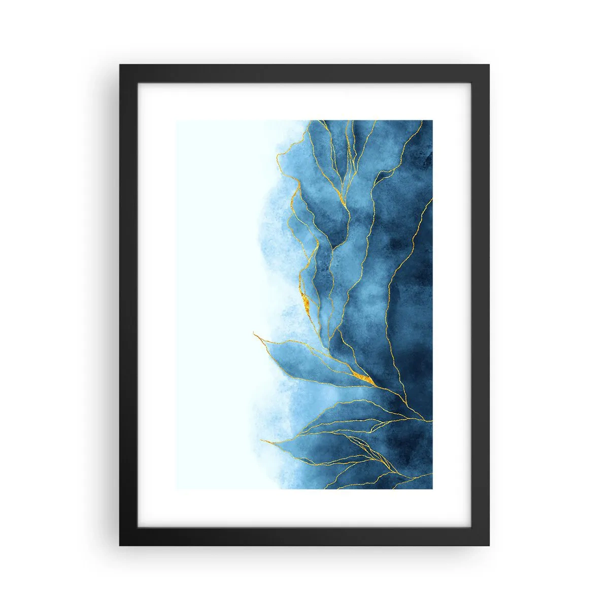 Plakat i sort ramme - Blå i guld - 30x40 cm