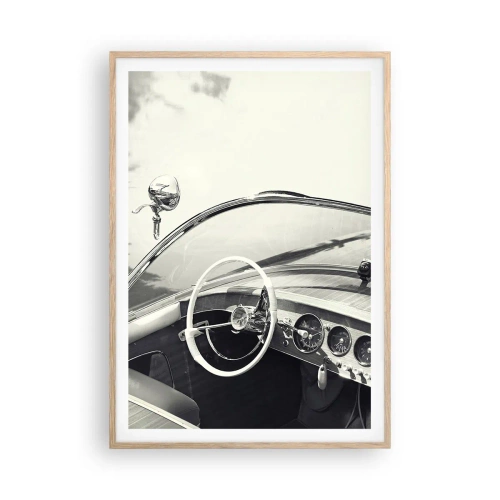 Plakat i ramme af lyst egetræ - Vejr for de rige - 70x100 cm