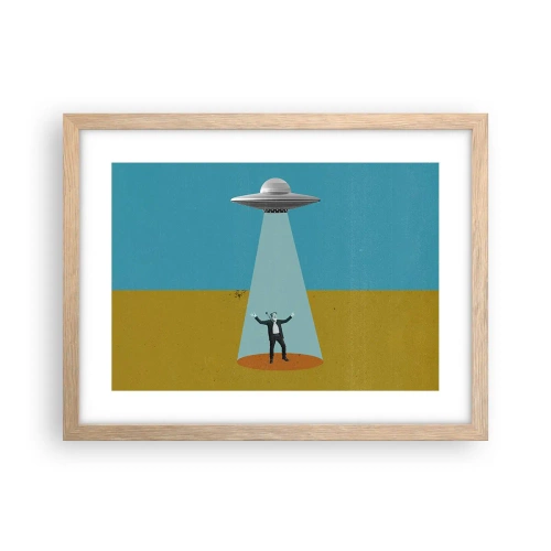 Plakat i ramme af lyst egetræ - Et tæt møde - 40x30 cm