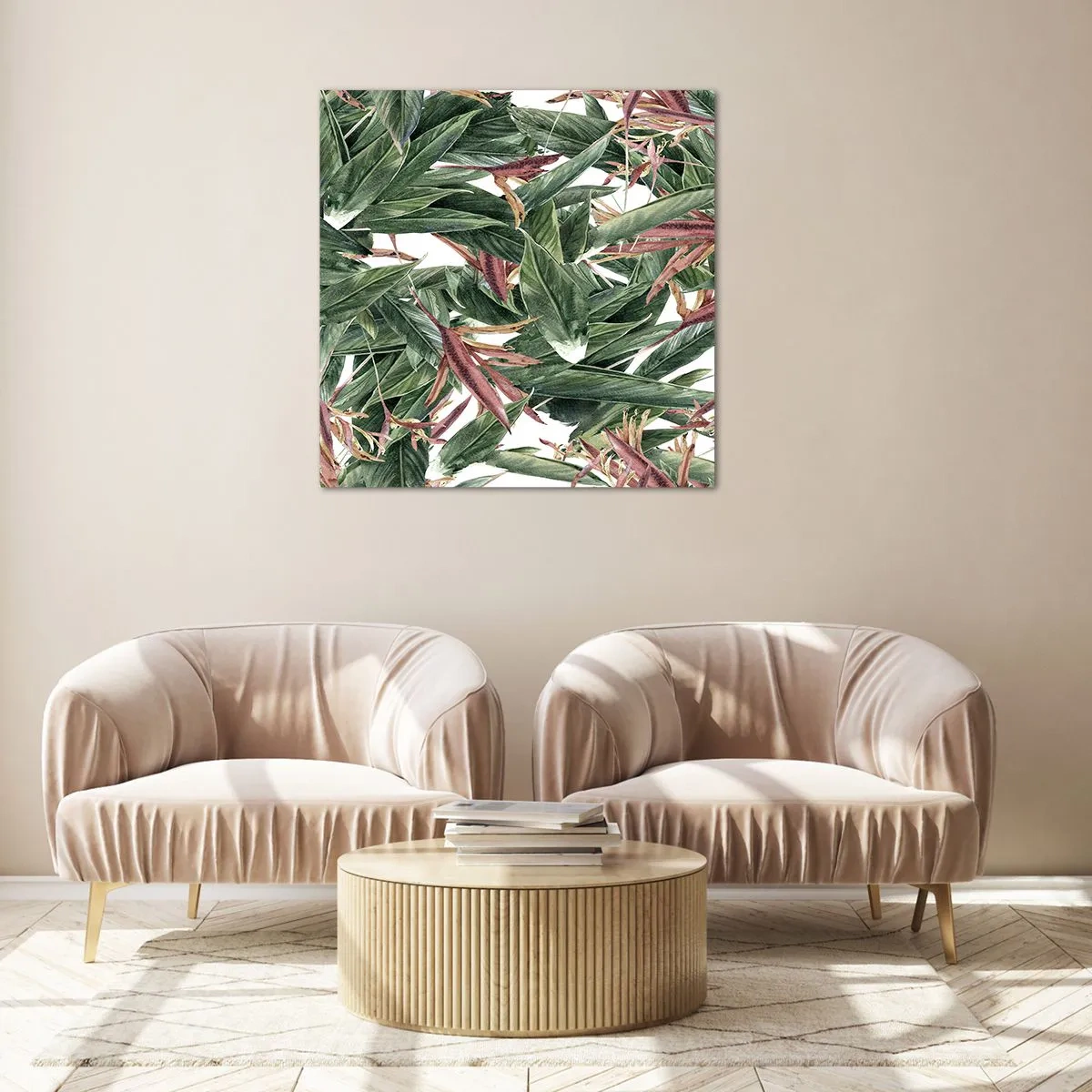 Billede på glas - Smaragd- og syrenbuskads - 70x70 cm
