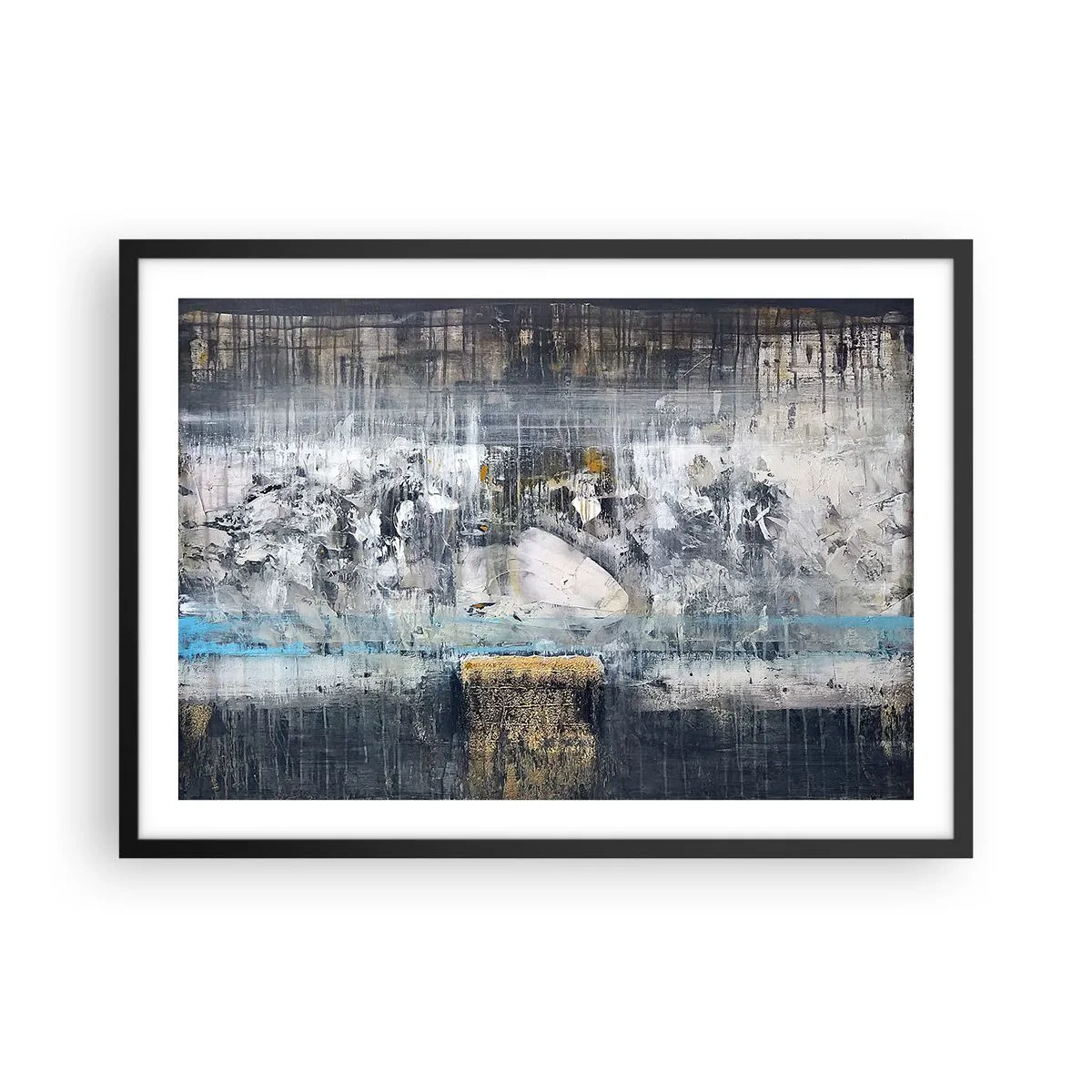 Plakat i sort ramme - Som på is, som på fortovet - 70x50 cm