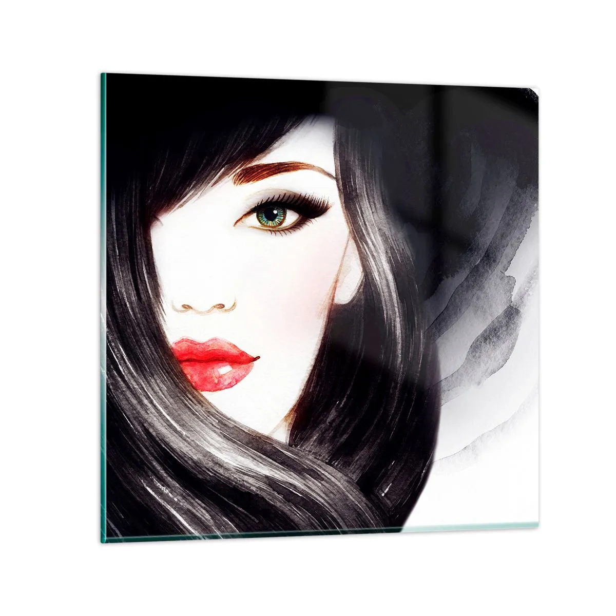 Billede på glas - Safir blik - 70x70 cm