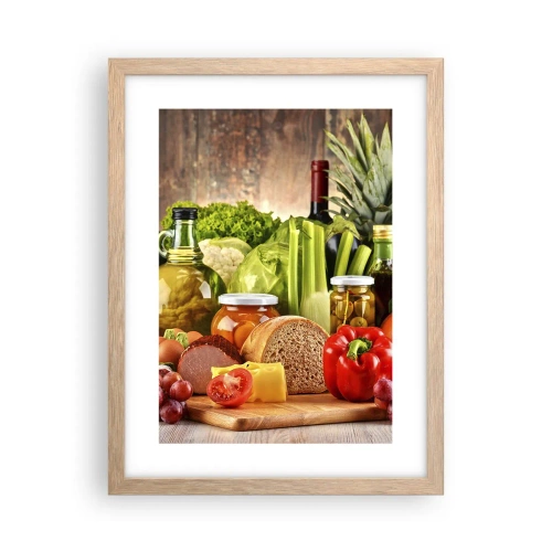 Plakat i ramme af lyst egetræ - Røget, ristet, marineret - 30x40 cm