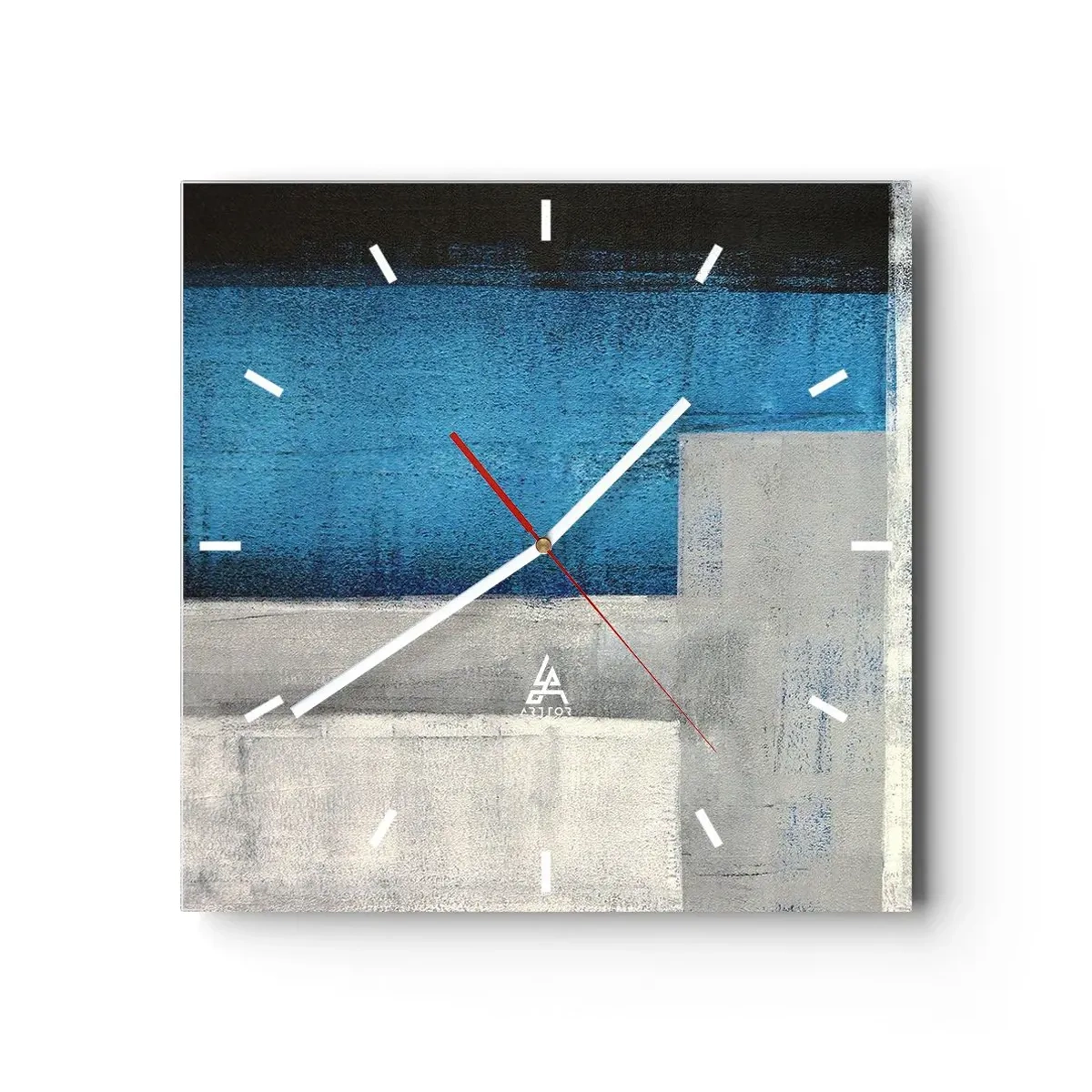 Vægur, Uret - Poetisk komposition af grå og blå - 30x30 cm