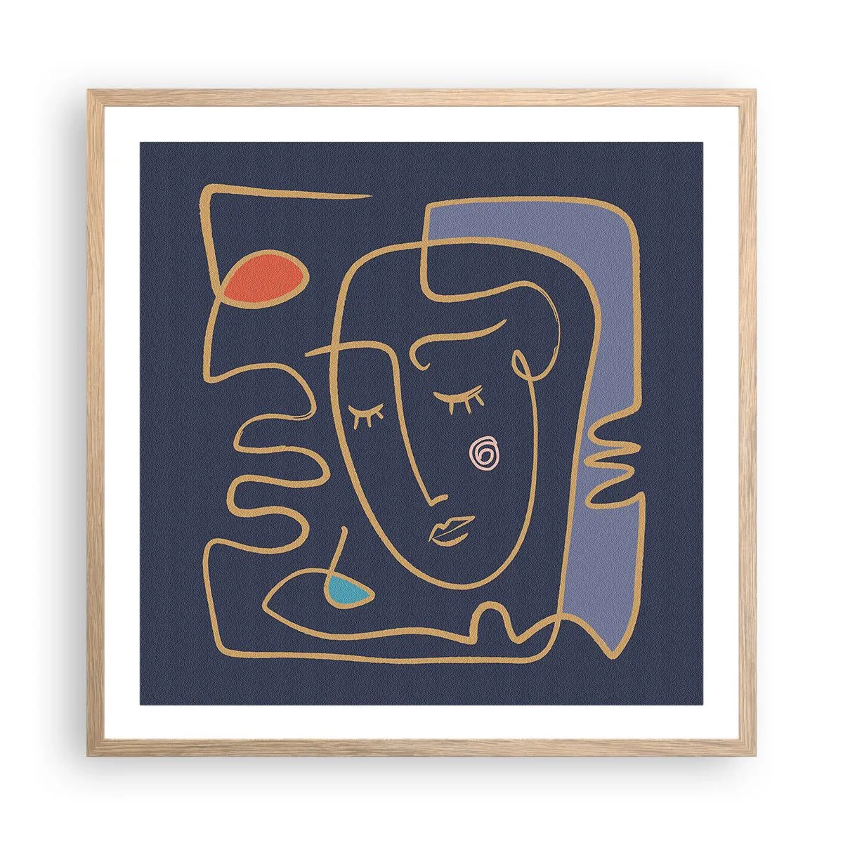 Plakat i ramme af lyst egetræ - I drømmerier - 60x60 cm