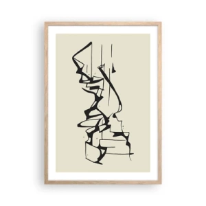 Plakat i ramme af lyst egetræ - Måske et landskab - 50x70 cm