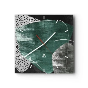 Vægur, Uret - Farverig abstraktion med en guldflager - 30x30 cm