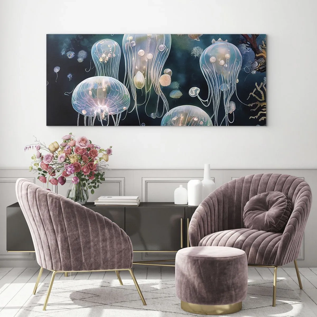 Billede på glas - Undervandsbold - 100x40 cm