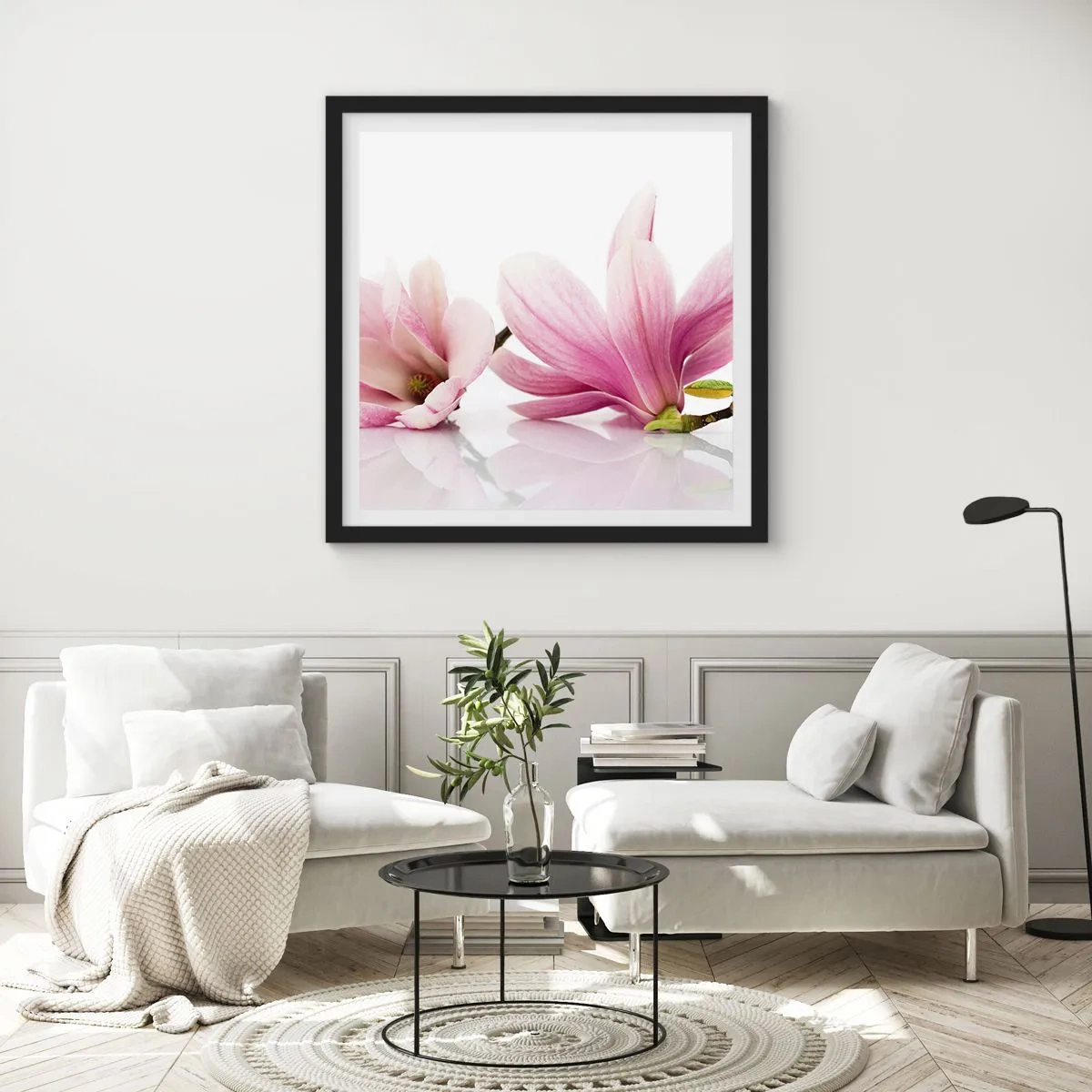 Plakat i sort ramme - Blød som et åndedrag af forår - 40x40 cm