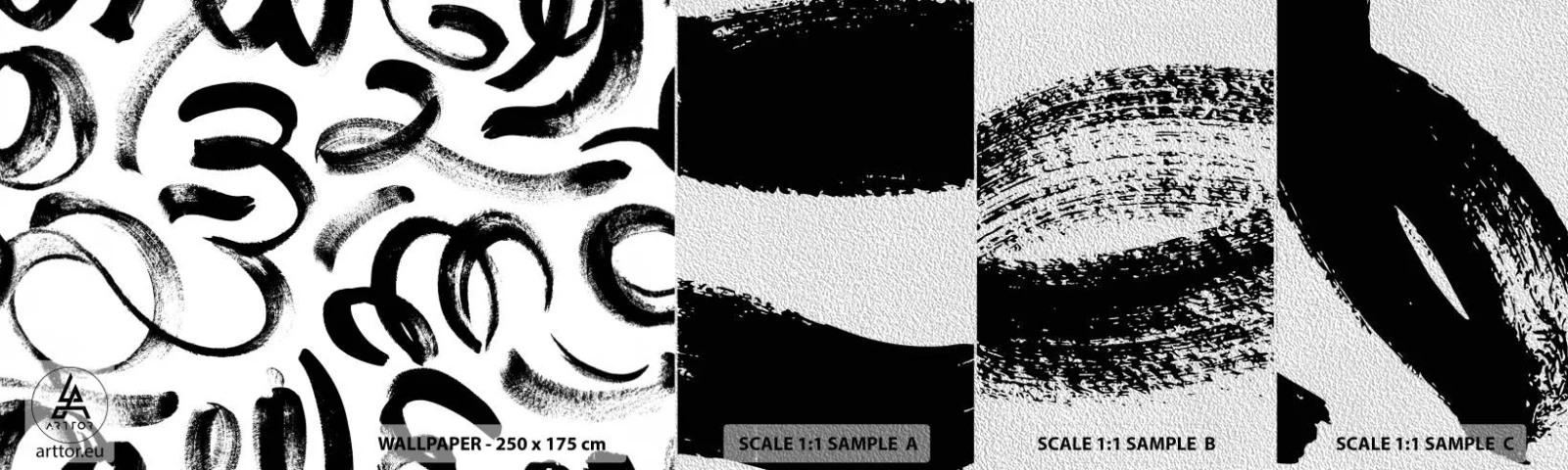 Prøve Fototapet Premium Sand - I sort og hvidt - Moderne kunst, Modernitet, Mønstre - 100x30 cm