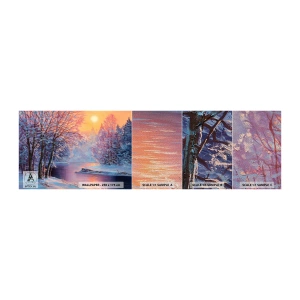 Prøve Fototapet Premium Sand - Vinterens farver - Landskab, flod, Skov - 100x30 cm