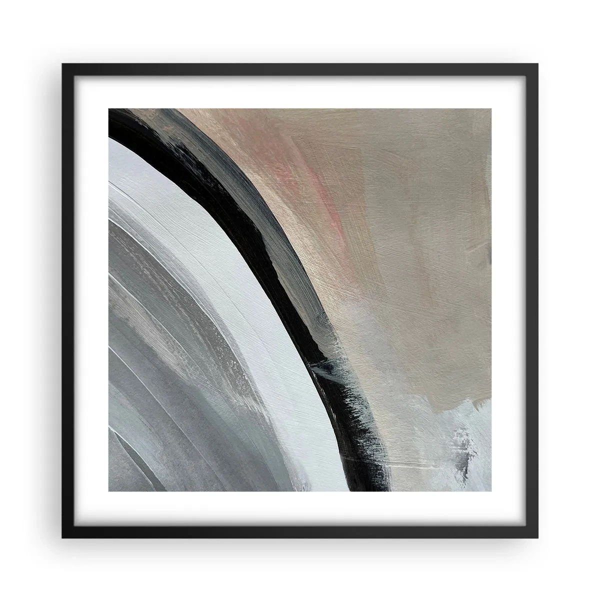 Plakat i sort ramme - Komposition: en bue af sort og gråt - 50x50 cm