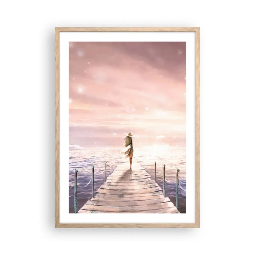 Plakat i ramme af lyst egetræ - I lyset af en drøm - 50x70 cm
