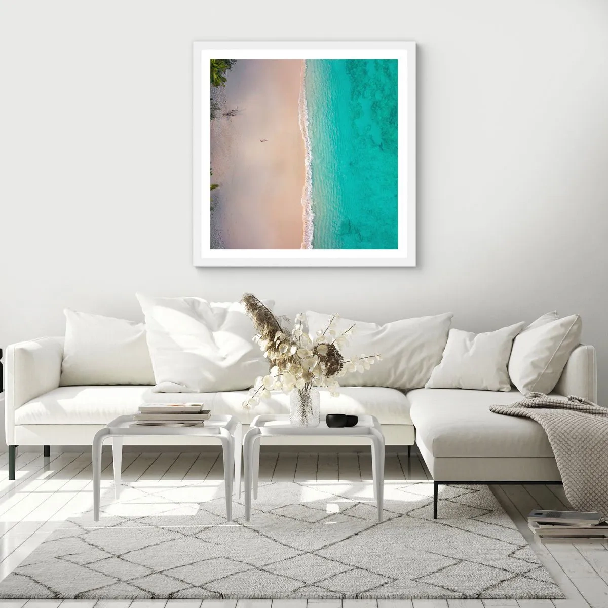 Plakat i hvid ramme - Paradis strand - 30x30 cm