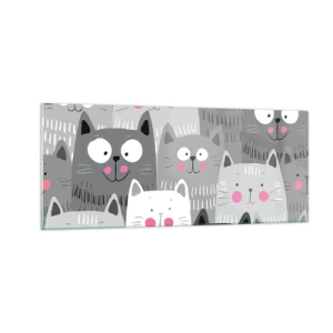 Billede på glas - Kattens verden - 100x40 cm